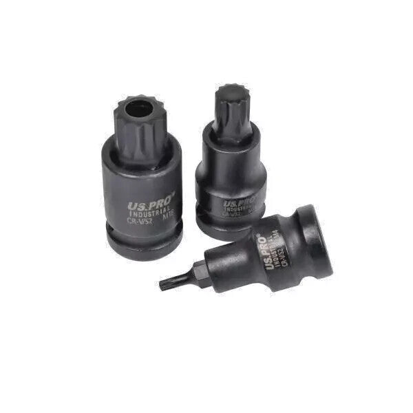 US PRO Industrial Impact Spline Bit Socket Set 1/2 Drive M4 - M18 3435 VW Audi
