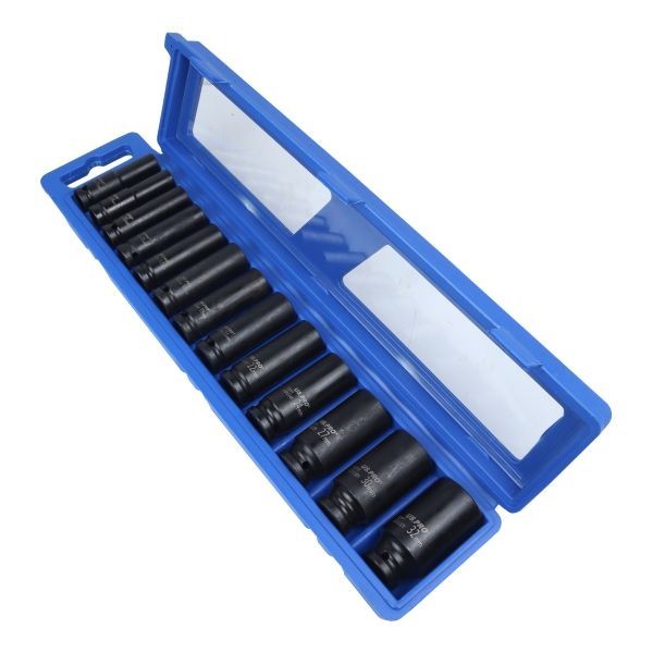 US Pro 13pc 1/2'' Dr 12 Sided Metric Deep Impact Socket Set Sockets 1683