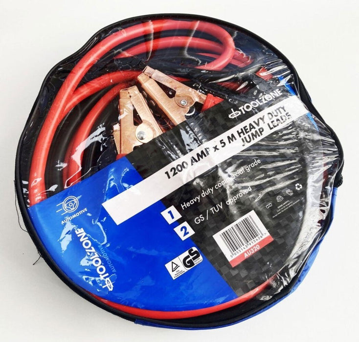 Toolzone Jump Leads / Booster Cables 1200 Amp Heavy Duty 14mm cables 5m Long