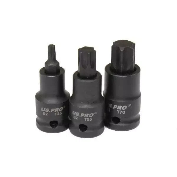 US PRO Tools 10PC 1/2" DR Torx Impact Star Bit Socket Set T20 - T70 3592