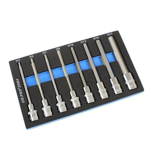 US PRO 8pc 1/2Dr  140mm Long Hex Bits Sockets Key Set Allen 5 - 17mm 2084