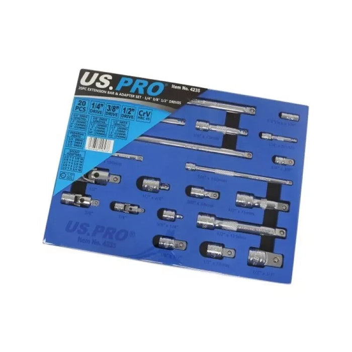 US PRO Tools 20pc Socket Extension Bar UJ Adapter Set 1/4" 3/8" 1/2" DR 4235