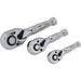 Neilsen Stubby Socket Ratchet Handle Set 1/4" 3/8" 1/2" 72T Set In EVA Foam 3pc
