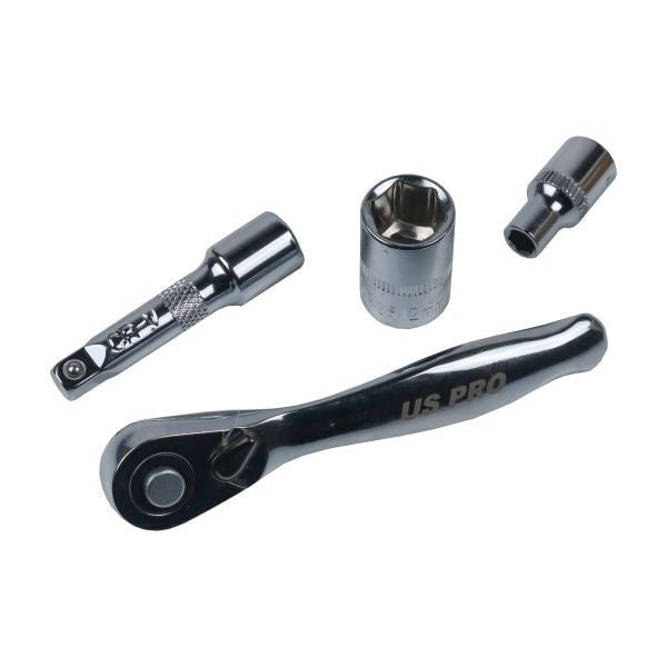 US PRO 31 Piece 1/4" Dr Socket & Bit Set With Ratchet 3219