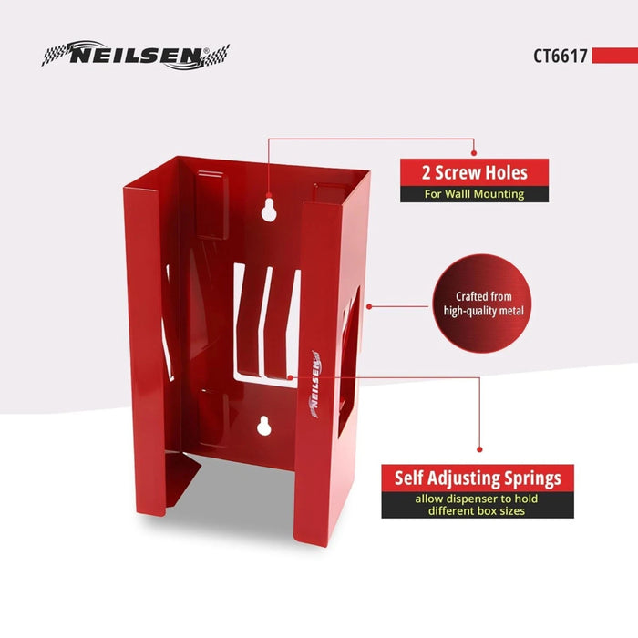 Neilsen Magnetic Disposable Glove Tissue Wipes Dispenser Holder Storage Box Red