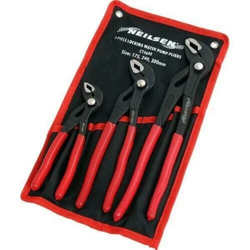 Neilsen 3pc Plumbers Waterpump Pipe Wrench Pliers Grips Pump 175mm - 300mm