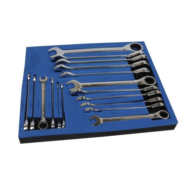 US PRO 17pc Metric Ratchet Spanner Set Combination 8-24mm Wrench Set 3566