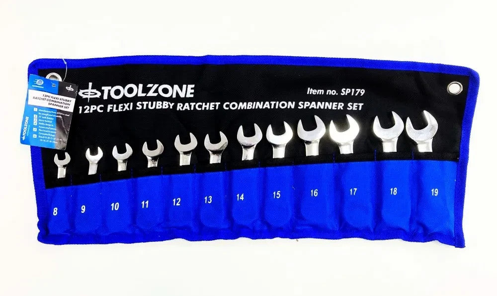 Flexi Head Stubby Ratchet Spanner Set 8-19mm Flexible Ratchet Combination Wrench