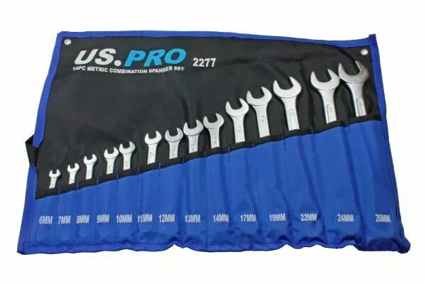 Metric Spanner Wrench Set 14pc Combination Spanner set US PRO 6-26mm Tools 2277