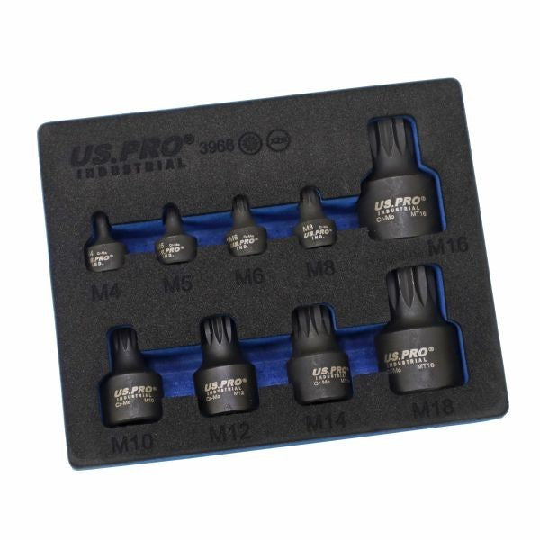 US PRO Industrial Stubby Impact XZN Spline Bit Socket Set M4-M18 3968 Sockets