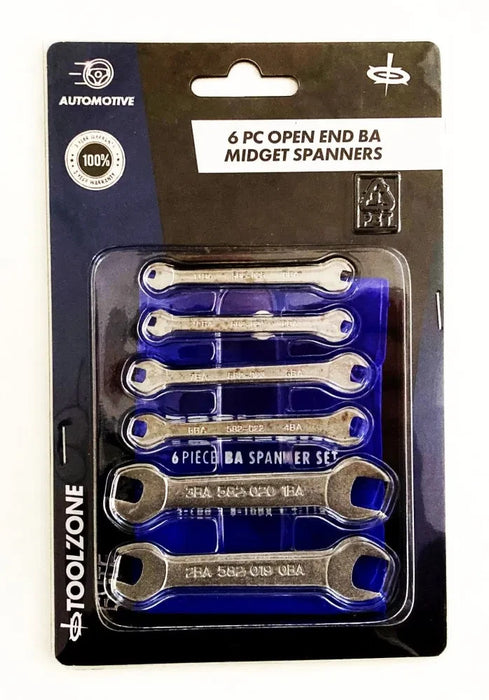 Toolzone Elite BA Spanner Set 6 Pc Open Ended 0BA - 11BA Spanners Model SP146