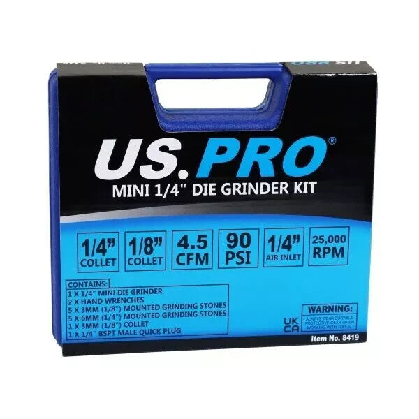 US PRO 15pc MINI 1/4" AIR DIE GRINDER SET 8419