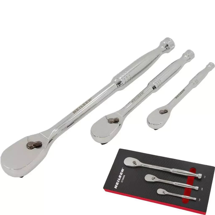Neilsen Socket Pear Head Ratchet Handle Set 1/4" 3/8" 1/2" 90T Set EVA Foam 3pc