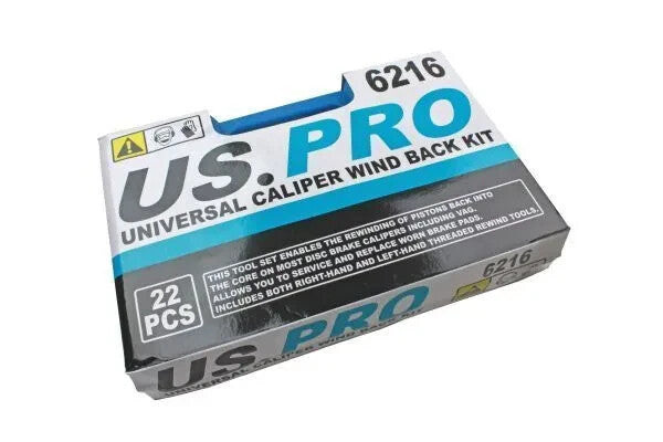 US PRO  22pc Universal Brake Piston Caliper Wind Back Tool Kit 6216