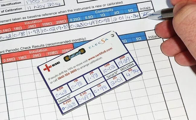 CalCard Resistance Calibration Checkbox - Insulation/Continuity Tester Calibrate