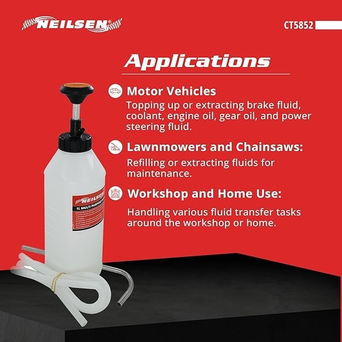 Neilsen Multi Purpose Mini Pump 1L Capacity Engilne Transmission Brake Fluid Oil