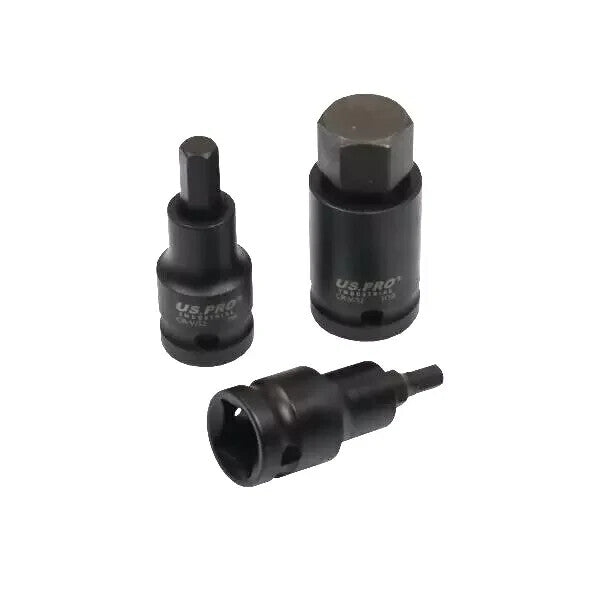 US PRO Industrial Impact Hex Bit Socket Set Allen Key 1/2" Drive 4-19mm 1366 