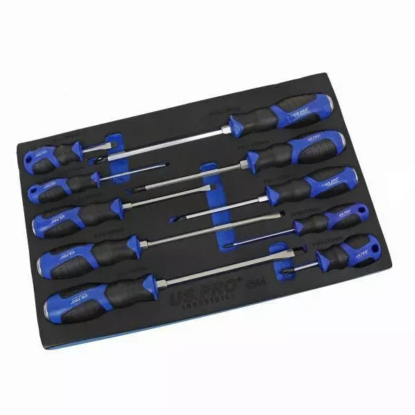 US PRO INDUSTRIAL 10pc Premium Screwdriver Set Slotted & Phillips Screwdrivers