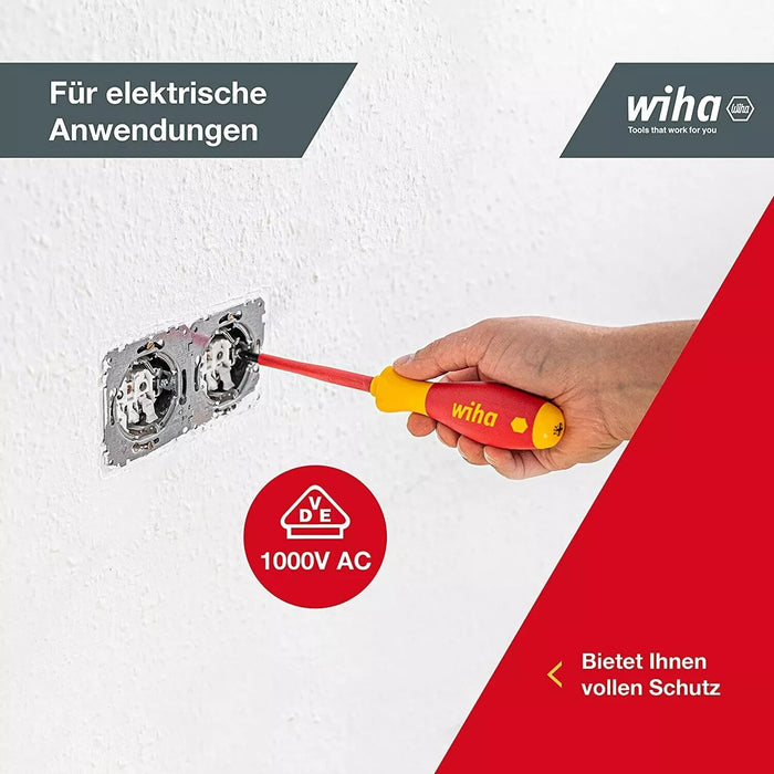 WIHA 6 Piece Electricians VDE 1000v Insulated Slot & Pozi Screwdriver Set, 25477