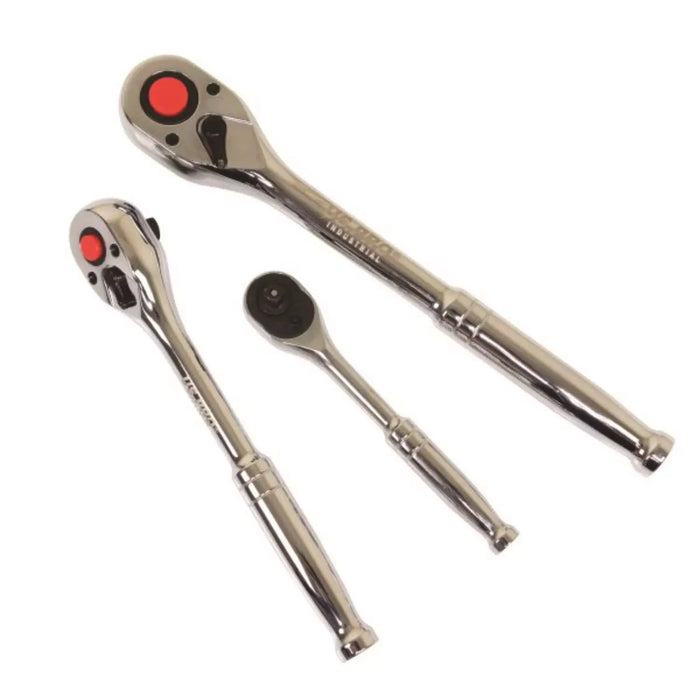 US PRO INDUSTRIAL 90T Ratchet Handle Set 1/4" 3/8" 1/2" Drive Socket Wrenches