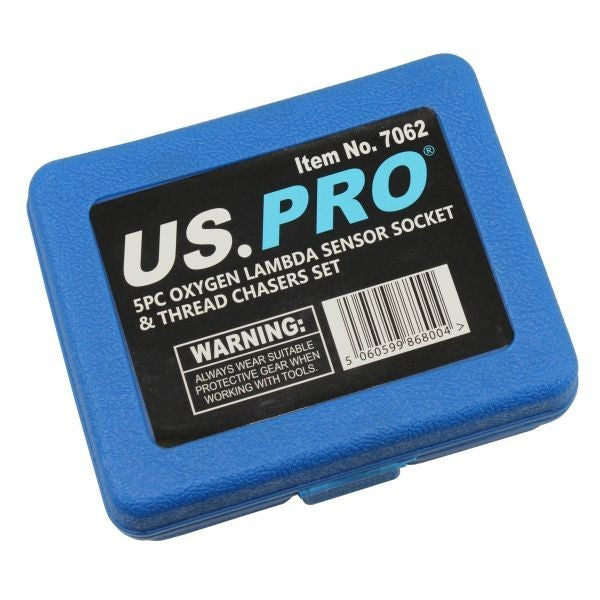US PRO Tools 5pc Oxygen Lambda Sensor Socket, Sockets & Thread Chaser Set, 7062