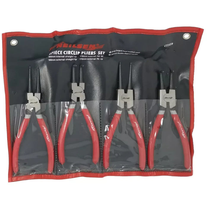 Neilsen 4pc Circlip Snap Ring Pliers Internal External Bent Straight Plier Set