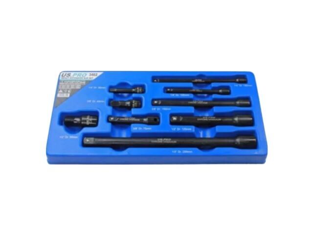 US PRO Tools 9pc 1/4" 3/8" 1/2" dr Impact Extension Bar Set For Sockets 3462